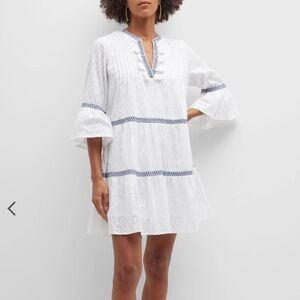 Embroidered Tassel V-Neck Cotton Tunic Dress